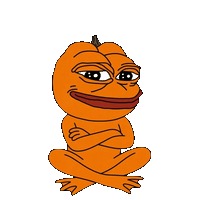 Pumpkin Pepe bouncing smugly